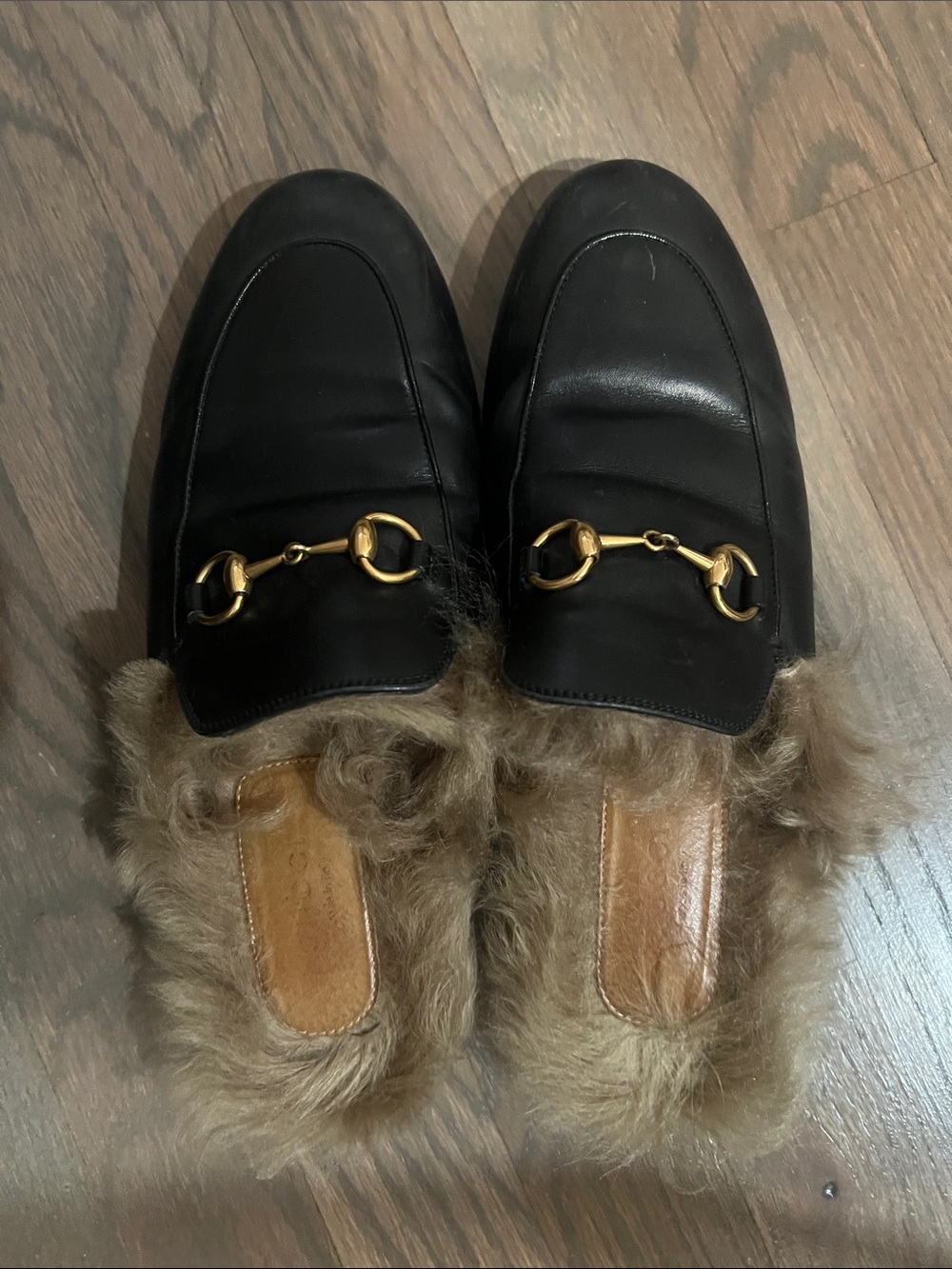 GUCCI FUR MULES- Princetown Horsebit
